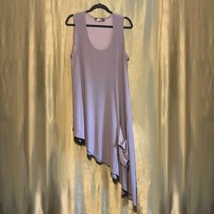 Sympli sleeveless asymmetrical pocket Stone Grey Tunic